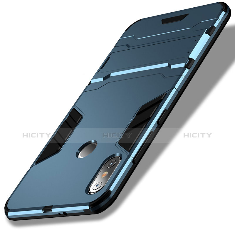 Custodia Silicone e Plastica Opaca con Anello Supporto per Xiaomi Redmi Note 5 Pro Blu