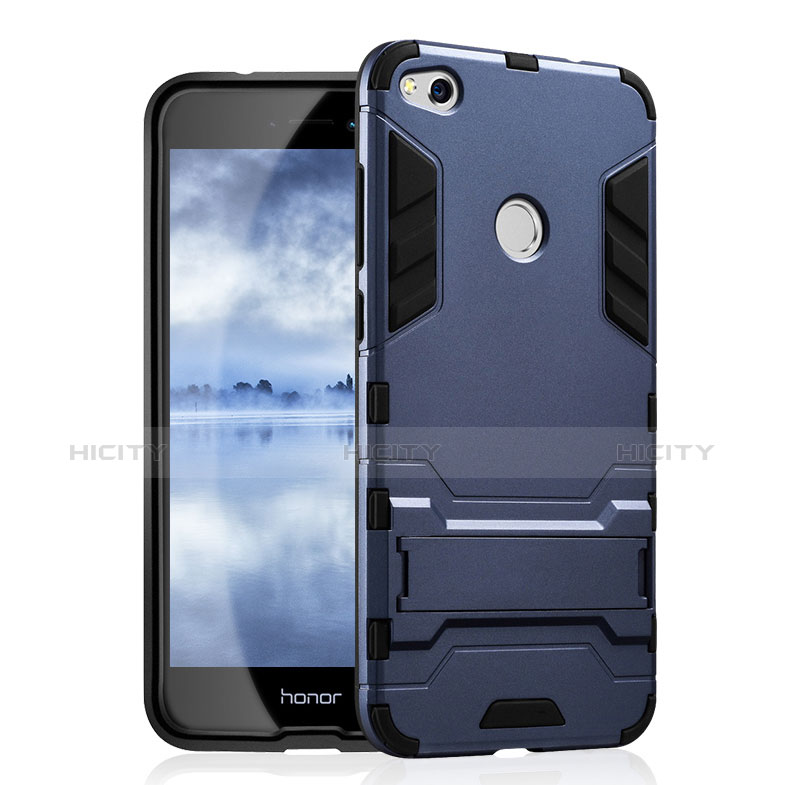 Custodia Silicone e Plastica Opaca con Supporto per Huawei GR3 (2017) Blu