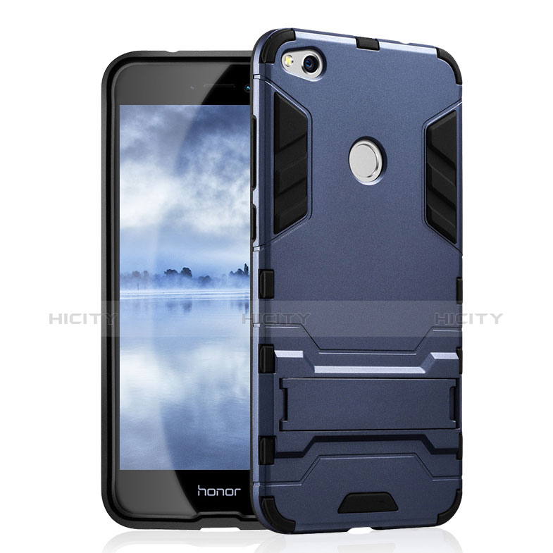 Custodia Silicone e Plastica Opaca con Supporto per Huawei Honor 8 Lite Blu