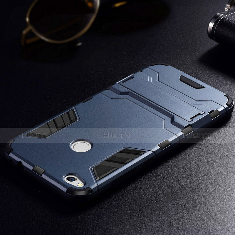 Custodia Silicone e Plastica Opaca con Supporto per Huawei Honor 8 Lite Blu