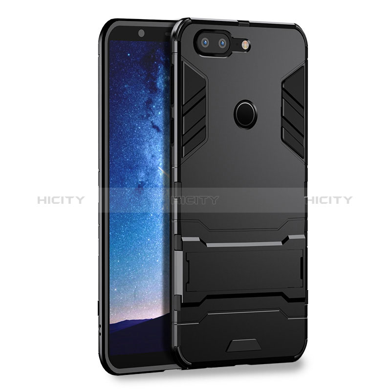 Custodia Silicone e Plastica Opaca con Supporto per Huawei Honor 9 Lite Nero