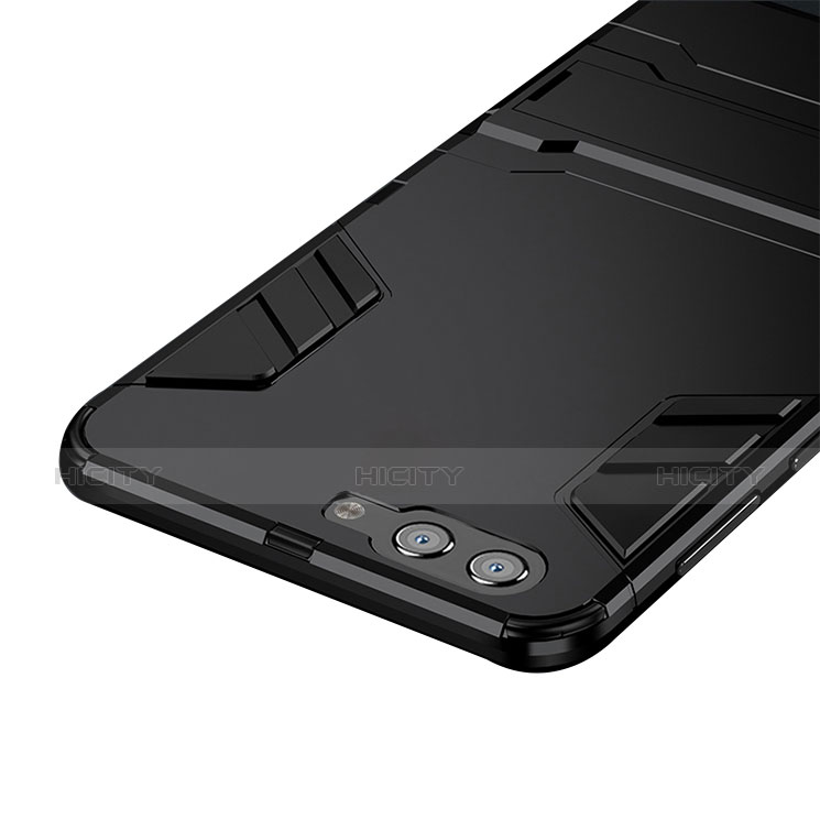 Custodia Silicone e Plastica Opaca con Supporto per Huawei Honor View 10 Nero