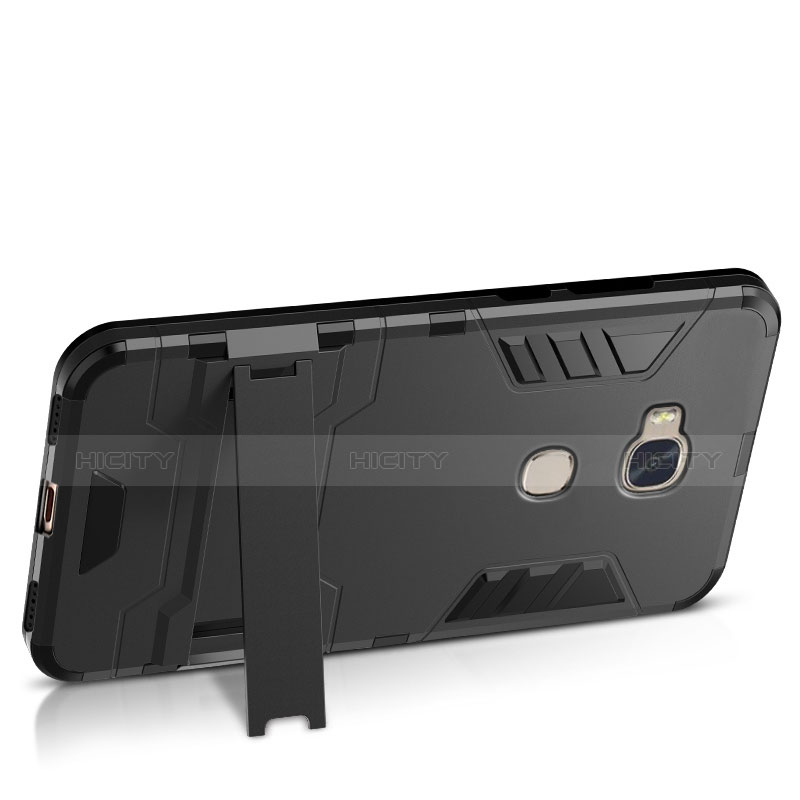 Custodia Silicone e Plastica Opaca con Supporto per Huawei Honor X5 Nero