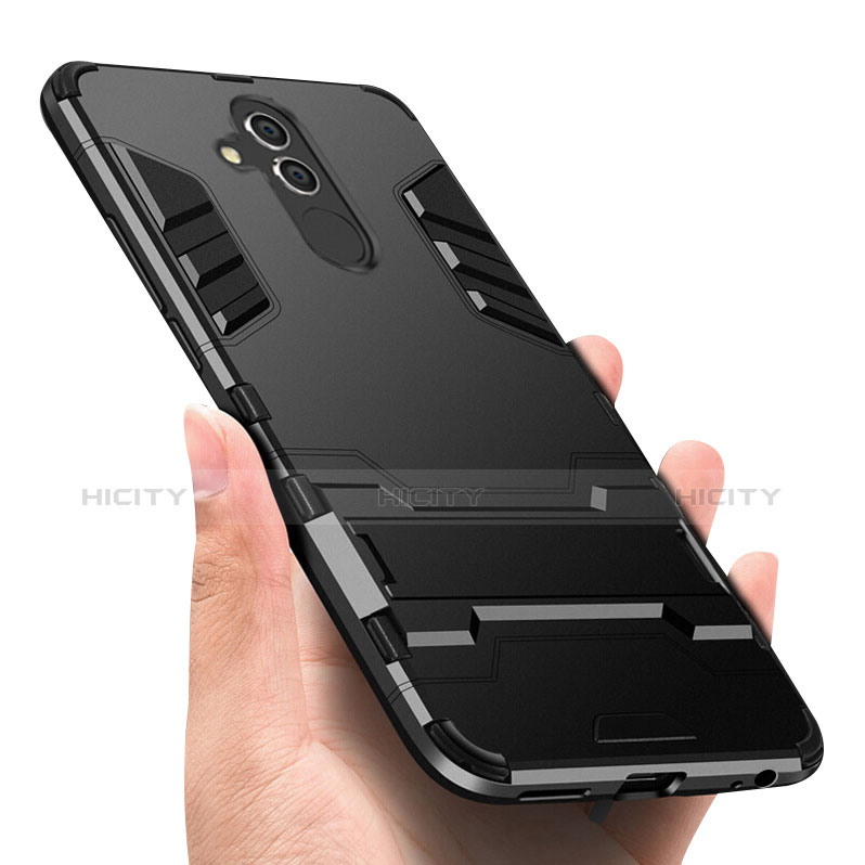 Custodia Silicone e Plastica Opaca con Supporto per Huawei Maimang 7 Nero