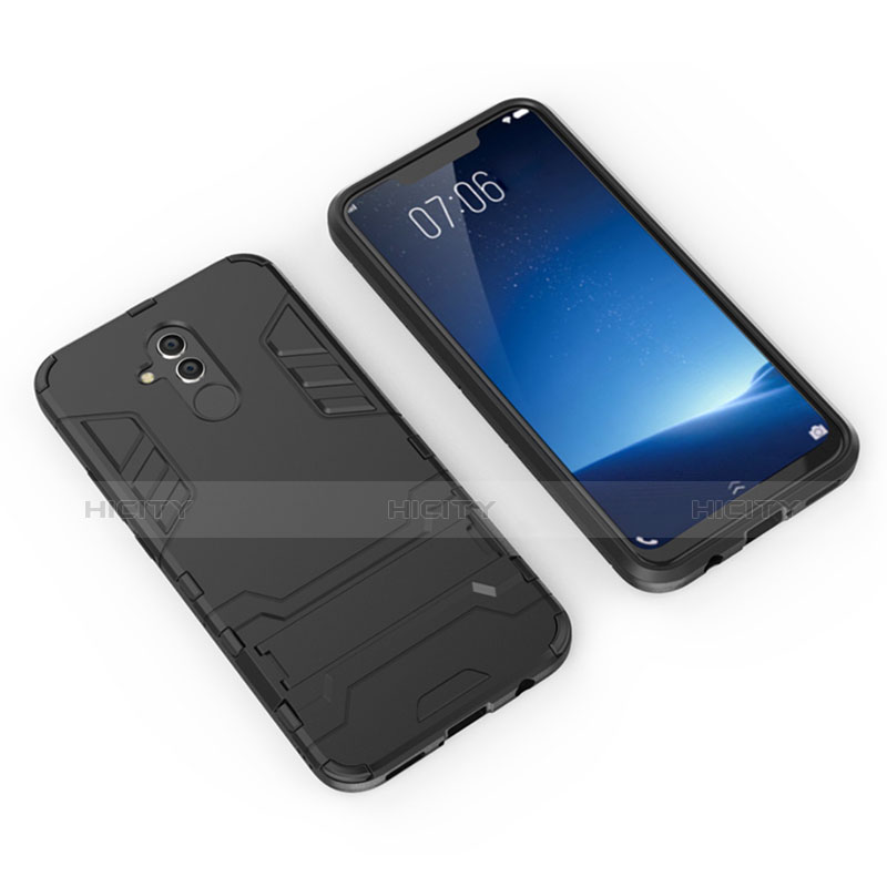 Custodia Silicone e Plastica Opaca con Supporto per Huawei Maimang 7 Nero