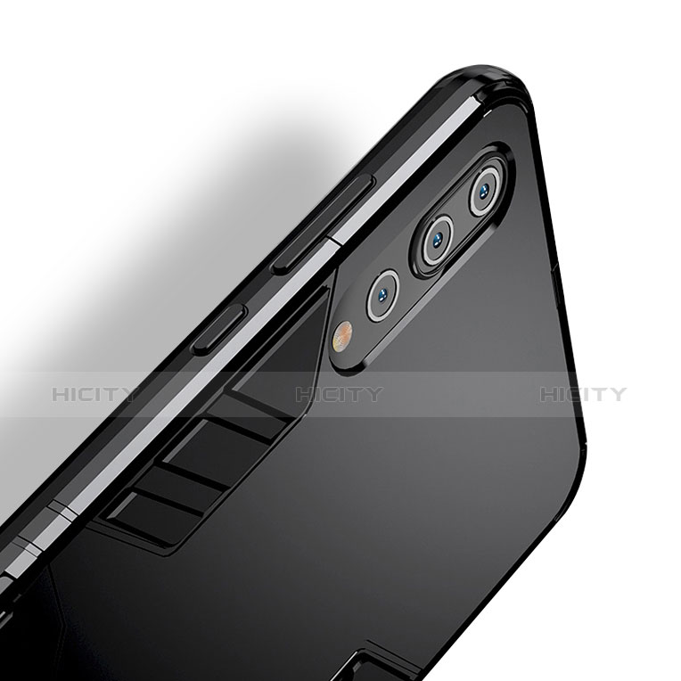 Custodia Silicone e Plastica Opaca con Supporto per Huawei P20 Pro Nero