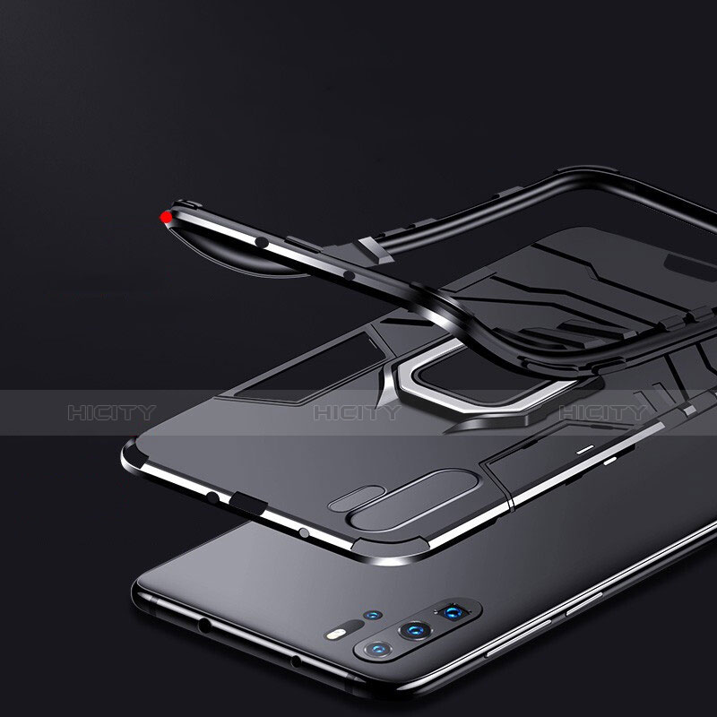 Custodia Silicone e Plastica Opaca con Supporto per Huawei P30 Pro New Edition Nero