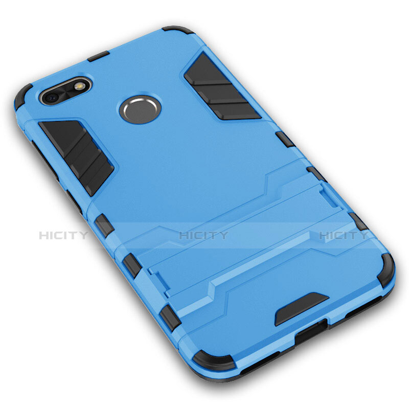 Custodia Silicone e Plastica Opaca con Supporto per Huawei P9 Lite Mini Blu