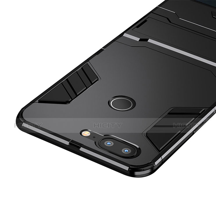 Custodia Silicone e Plastica Opaca con Supporto per OnePlus 5T A5010 Nero