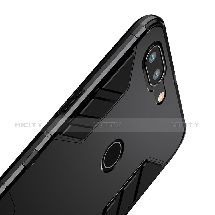 Custodia Silicone e Plastica Opaca con Supporto per OnePlus 5T A5010 Nero