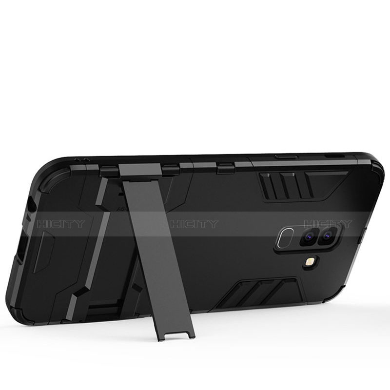 Custodia Silicone e Plastica Opaca con Supporto per Samsung Galaxy A6 Plus Nero