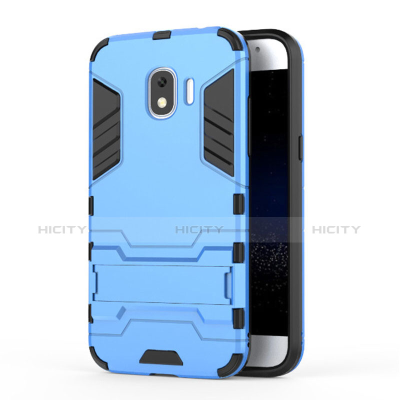 Custodia Silicone e Plastica Opaca con Supporto per Samsung Galaxy J2 Pro (2018) J250F Blu