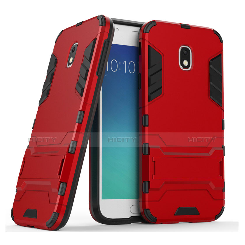 Custodia Silicone e Plastica Opaca con Supporto per Samsung Galaxy J3 (2017) J330F DS Rosso