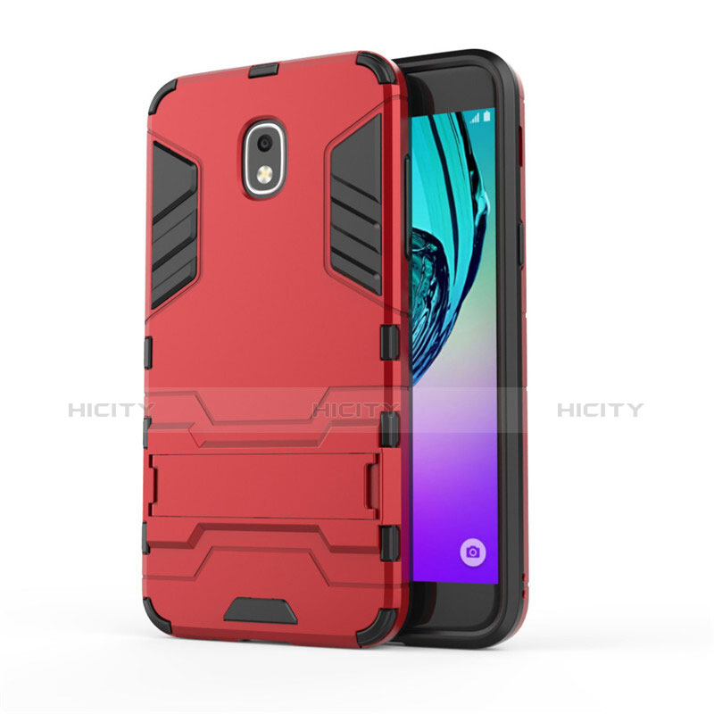 Custodia Silicone e Plastica Opaca con Supporto per Samsung Galaxy J3 (2018) SM-J377A Rosso