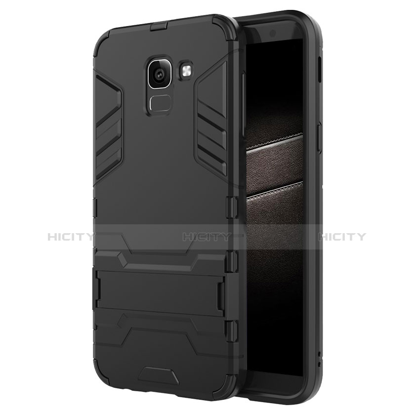 Custodia Silicone e Plastica Opaca con Supporto per Samsung Galaxy J6 (2018) J600F Nero