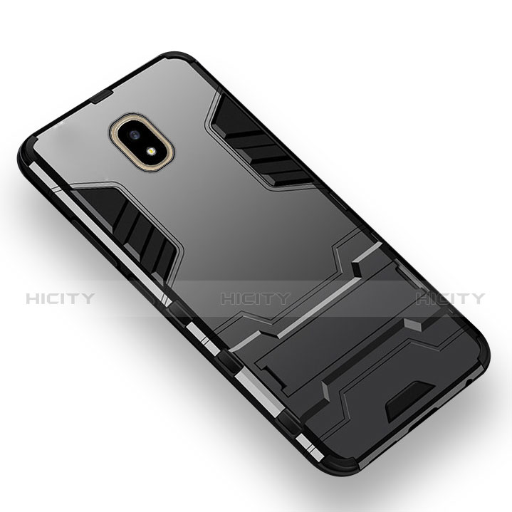 Custodia Silicone e Plastica Opaca con Supporto per Samsung Galaxy J7 Pro Nero