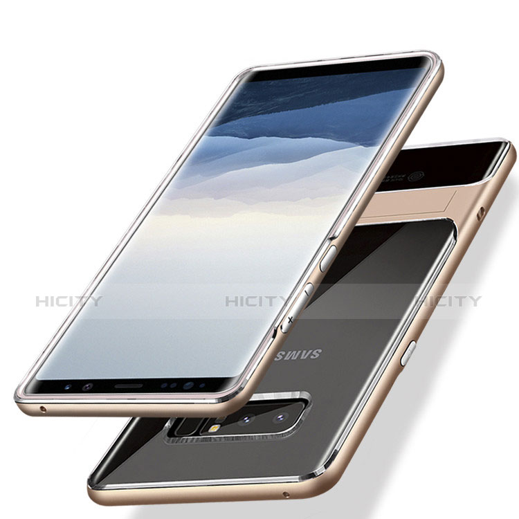 Custodia Silicone e Plastica Opaca con Supporto per Samsung Galaxy Note 8 Duos N950F Oro