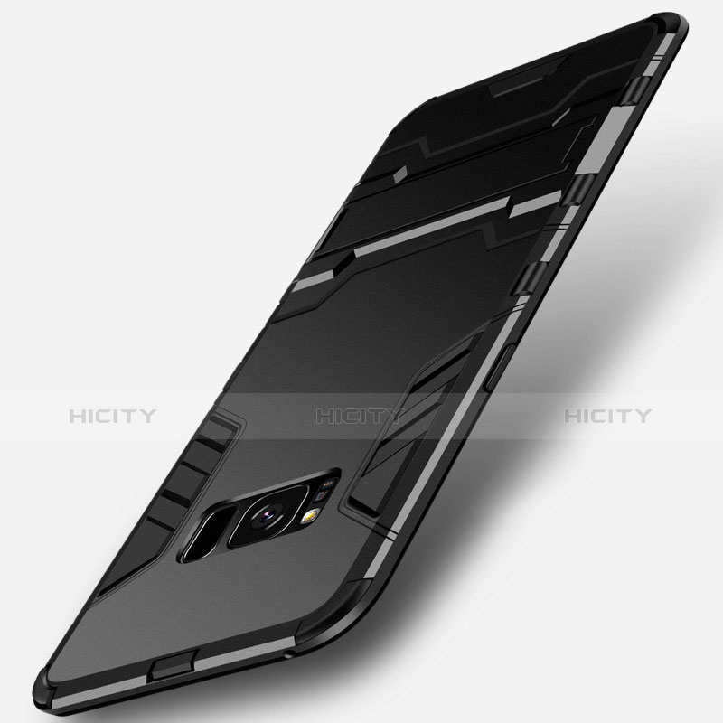 Custodia Silicone e Plastica Opaca con Supporto per Samsung Galaxy S8 Nero