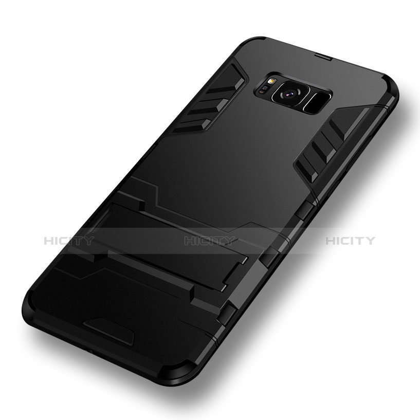 Custodia Silicone e Plastica Opaca con Supporto per Samsung Galaxy S8 Nero