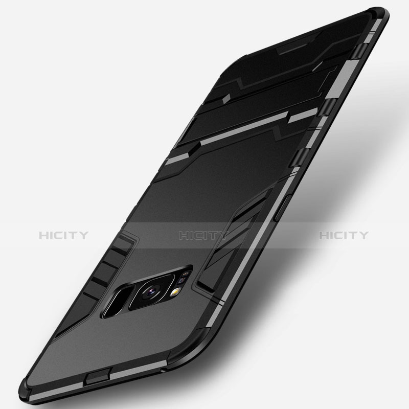 Custodia Silicone e Plastica Opaca con Supporto per Samsung Galaxy S8 Plus Nero