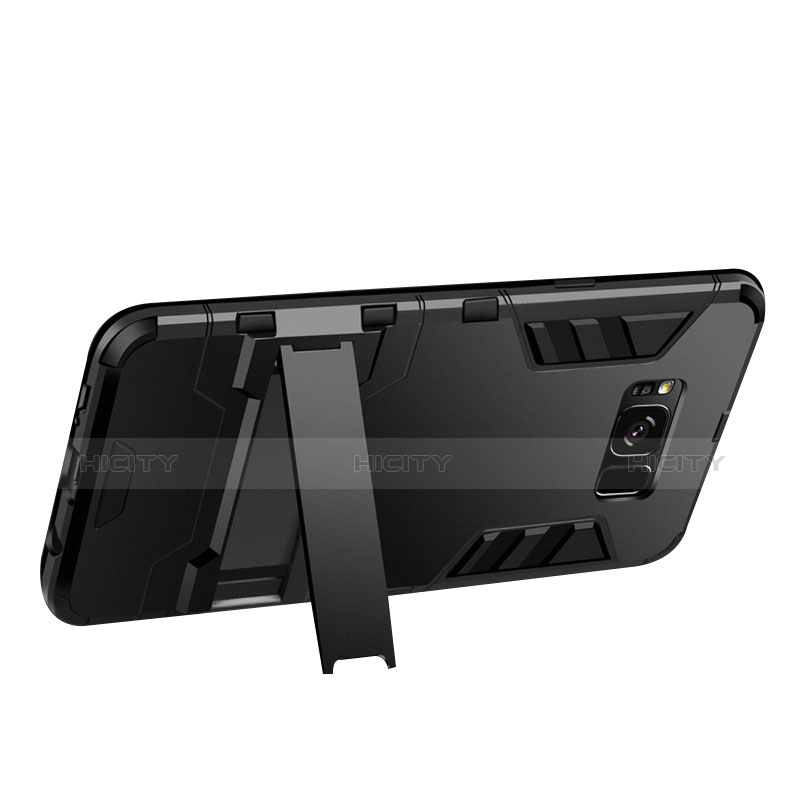 Custodia Silicone e Plastica Opaca con Supporto per Samsung Galaxy S8 Plus Nero