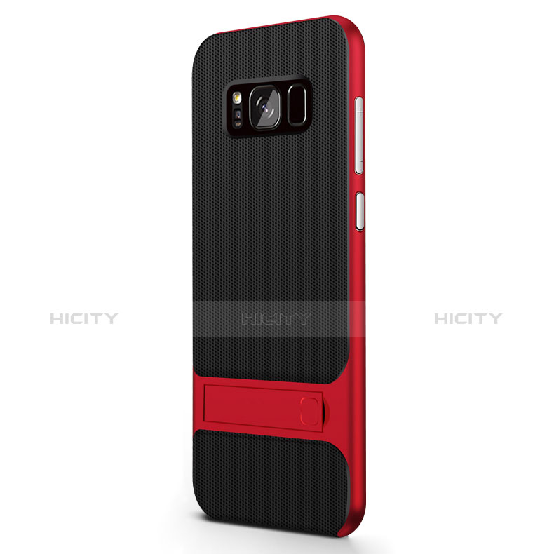 Custodia Silicone e Plastica Opaca con Supporto per Samsung Galaxy S8 Plus Rosso