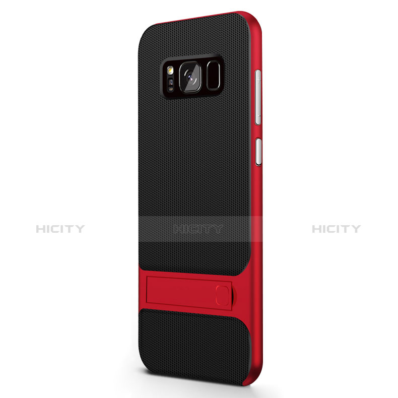 Custodia Silicone e Plastica Opaca con Supporto per Samsung Galaxy S8 Rosso