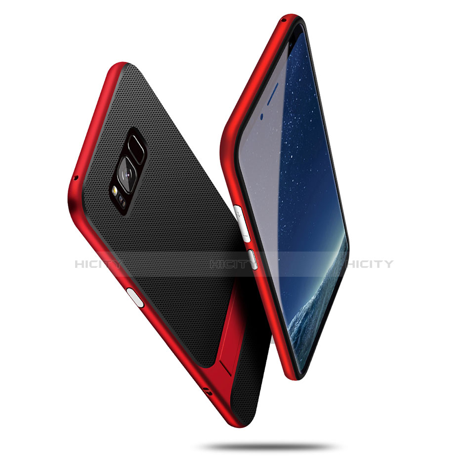Custodia Silicone e Plastica Opaca con Supporto per Samsung Galaxy S8 Rosso