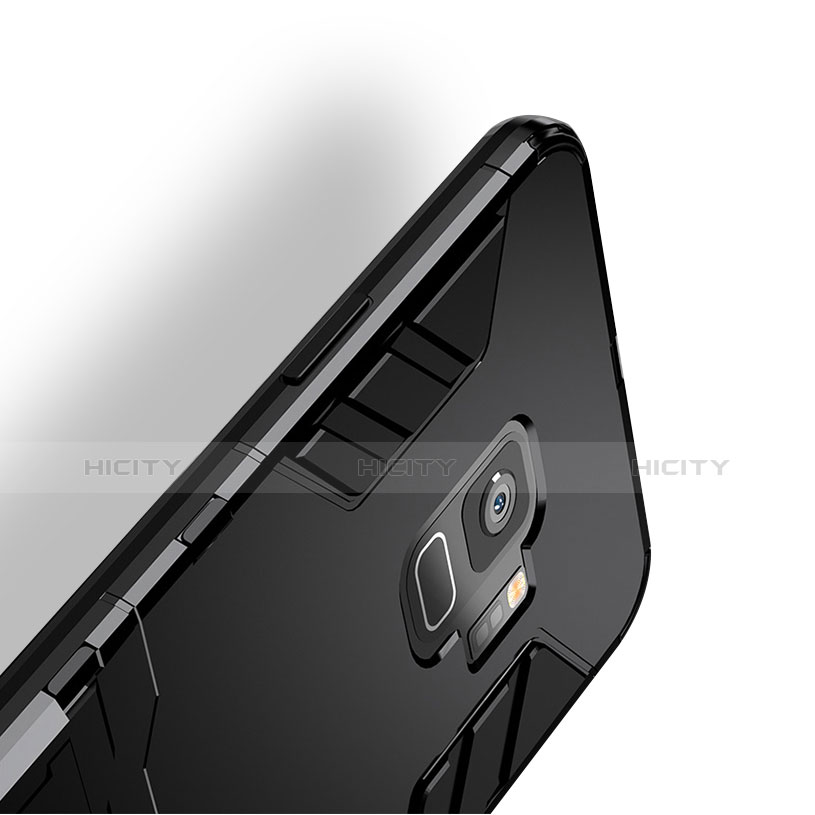 Custodia Silicone e Plastica Opaca con Supporto per Samsung Galaxy S9 Nero