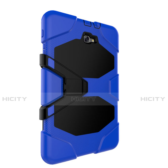 Custodia Silicone e Plastica Opaca con Supporto per Samsung Galaxy Tab A6 10.1 SM-T580 SM-T585 Blu