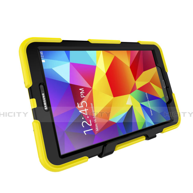 Custodia Silicone e Plastica Opaca con Supporto per Samsung Galaxy Tab A6 10.1 SM-T580 SM-T585 Giallo