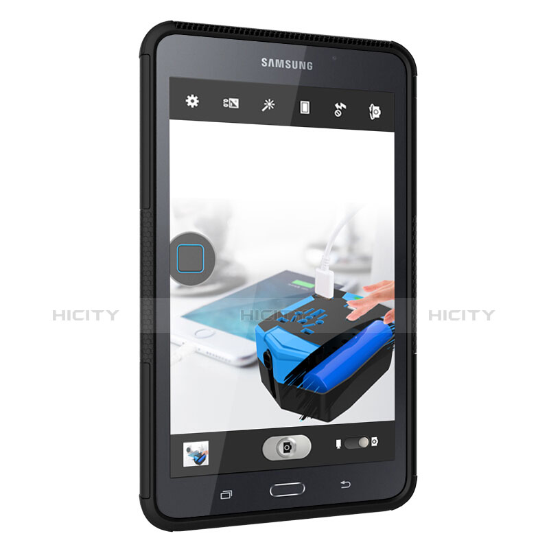 Custodia Silicone e Plastica Opaca con Supporto per Samsung Galaxy Tab A6 7.0 SM-T280 SM-T285 Nero