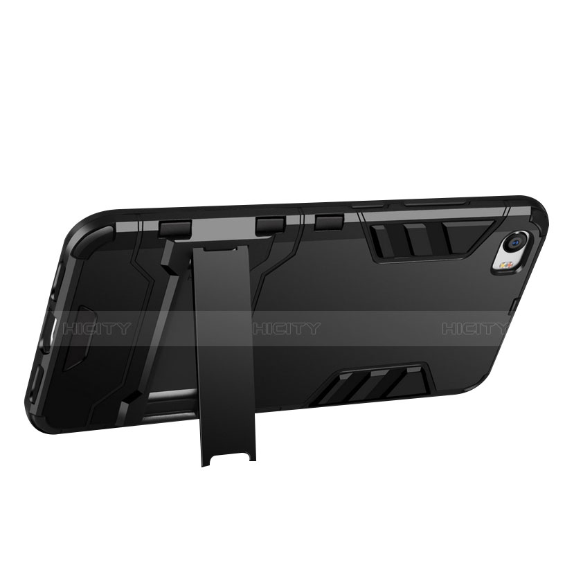 Custodia Silicone e Plastica Opaca con Supporto per Xiaomi Mi 5 Nero