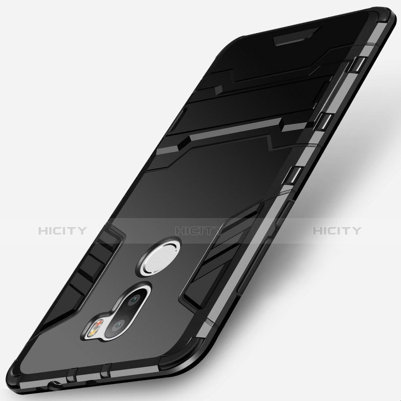 Custodia Silicone e Plastica Opaca con Supporto per Xiaomi Mi 5S Plus Nero