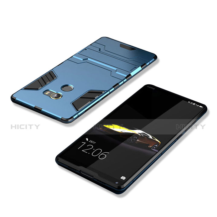 Custodia Silicone e Plastica Opaca con Supporto per Xiaomi Mi Mix 2 Blu