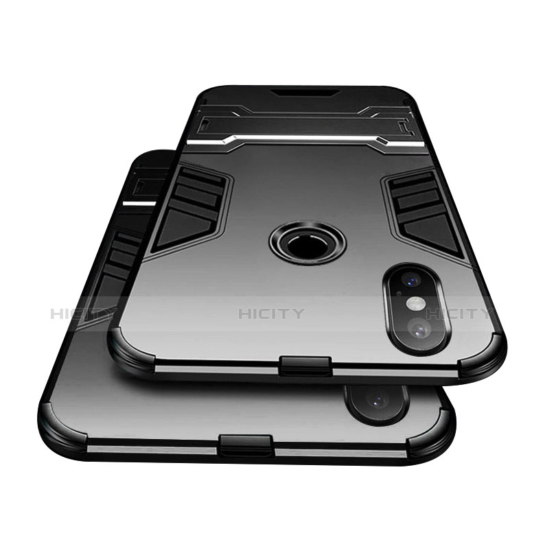 Custodia Silicone e Plastica Opaca con Supporto W01 per Samsung Galaxy A6 (2018) Dual SIM Nero