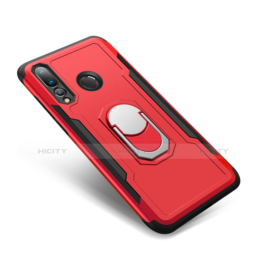 Custodia Silicone e Plastica Opaca Cover con Anello Supporto A01 per Huawei Nova 4 Rosso