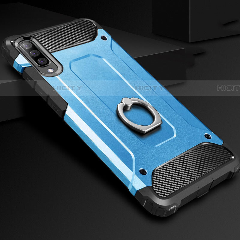 Custodia Silicone e Plastica Opaca Cover con Anello Supporto H01 per Samsung Galaxy A70