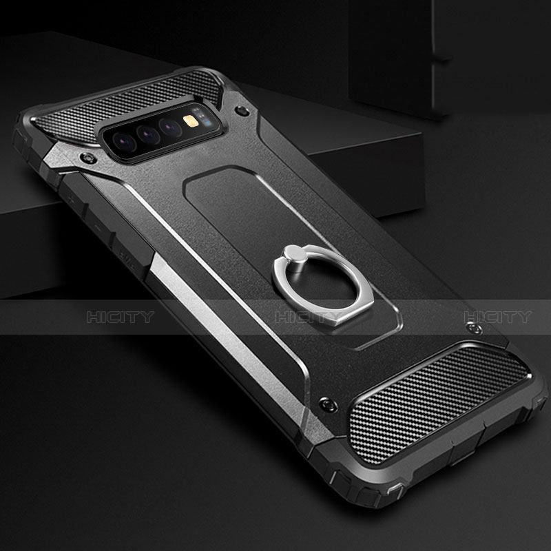 Custodia Silicone e Plastica Opaca Cover con Anello Supporto H01 per Samsung Galaxy S10 5G