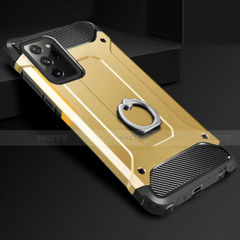 Custodia Silicone e Plastica Opaca Cover con Anello Supporto N01 per Samsung Galaxy Note 20 Ultra 5G