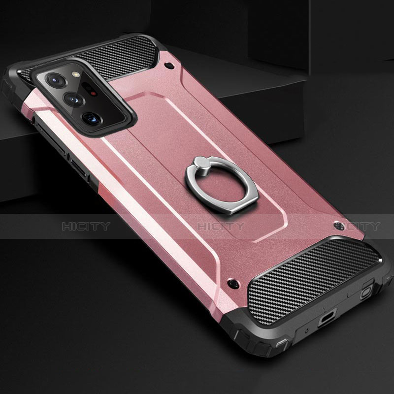 Custodia Silicone e Plastica Opaca Cover con Anello Supporto N01 per Samsung Galaxy Note 20 Ultra 5G