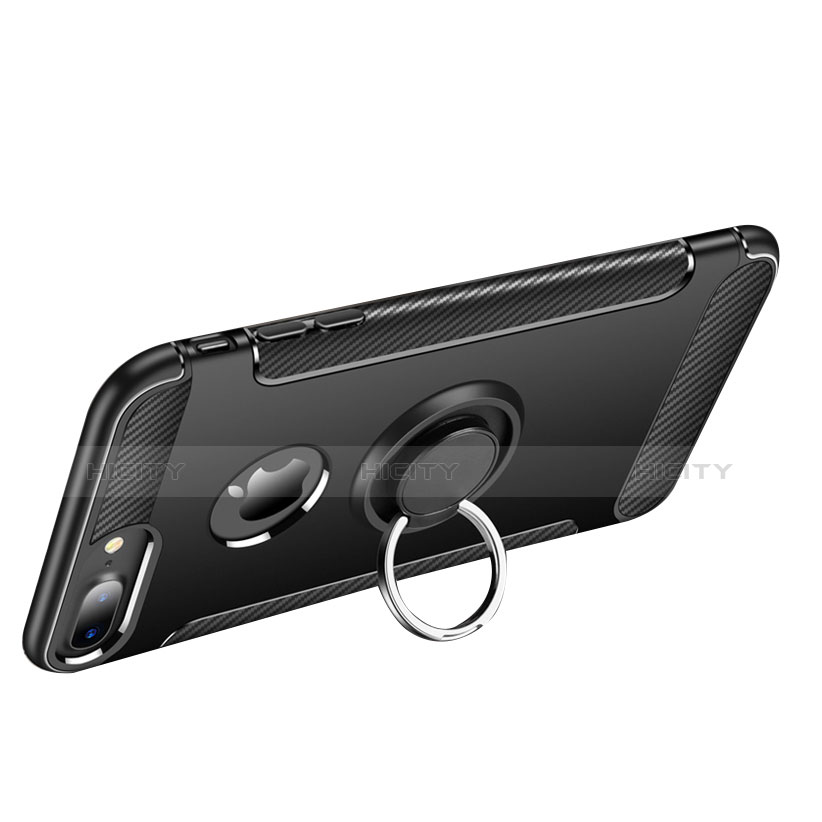 Custodia Silicone e Plastica Opaca Cover con Anello Supporto per Apple iPhone 8 Plus