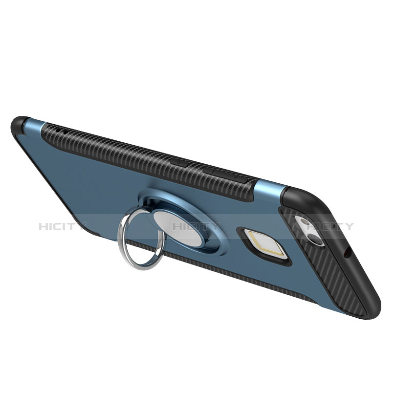 Custodia Silicone e Plastica Opaca Cover con Anello Supporto per Huawei P10 Lite