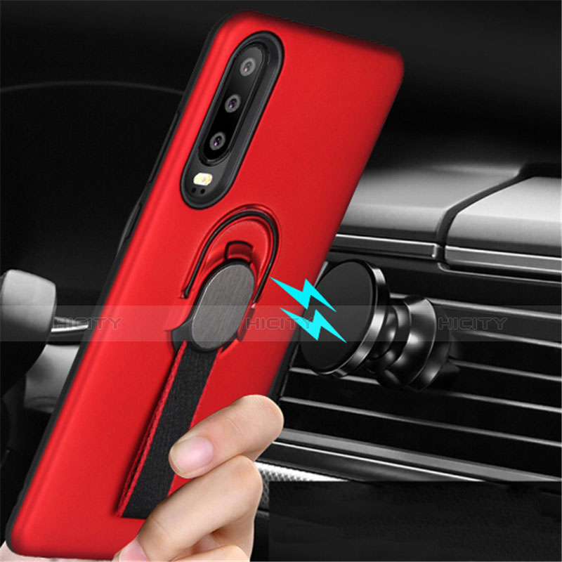 Custodia Silicone e Plastica Opaca Cover con Anello Supporto per Huawei P30