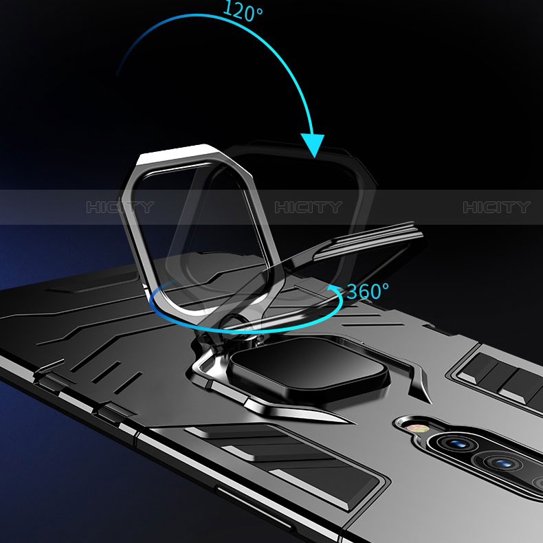 Custodia Silicone e Plastica Opaca Cover con Anello Supporto per OnePlus 7 Pro