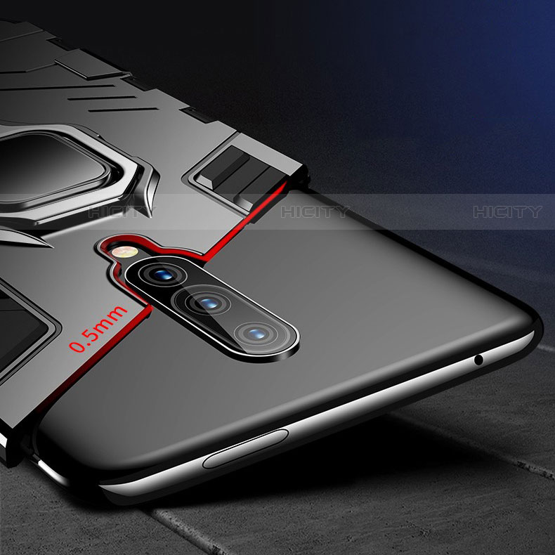 Custodia Silicone e Plastica Opaca Cover con Anello Supporto per OnePlus 7 Pro