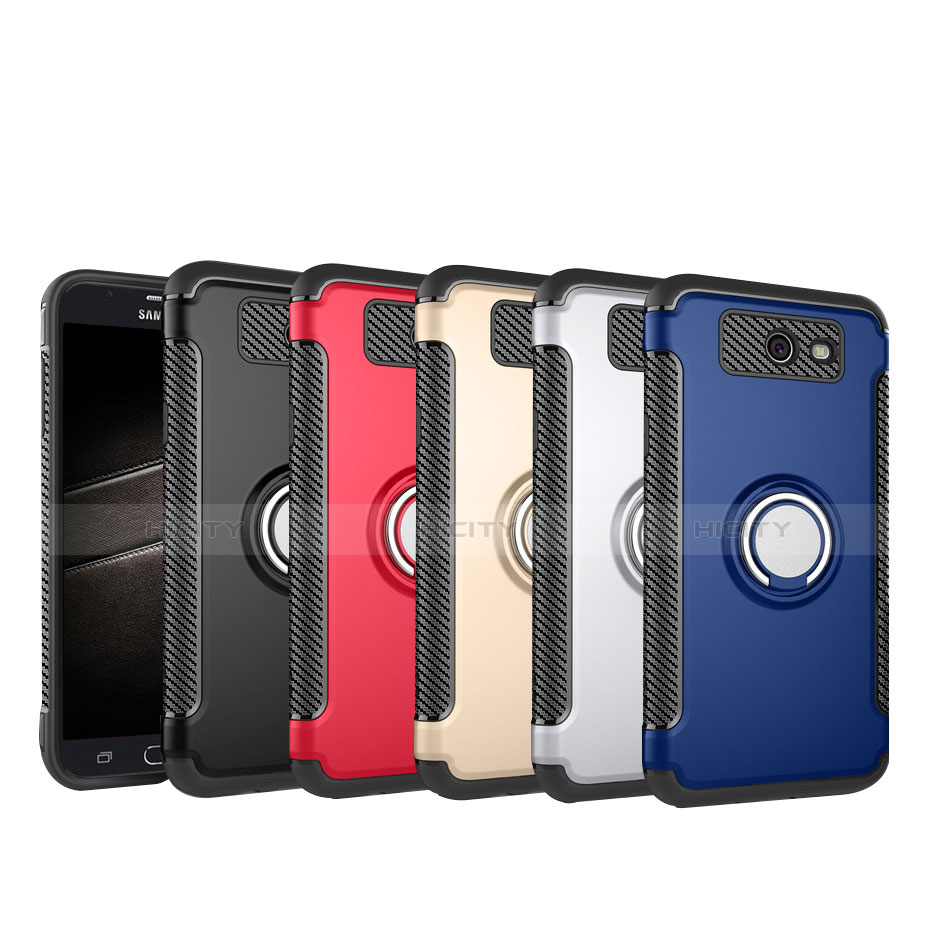 Custodia Silicone e Plastica Opaca Cover con Anello Supporto per Samsung Galaxy J5 (2017) Version Americaine