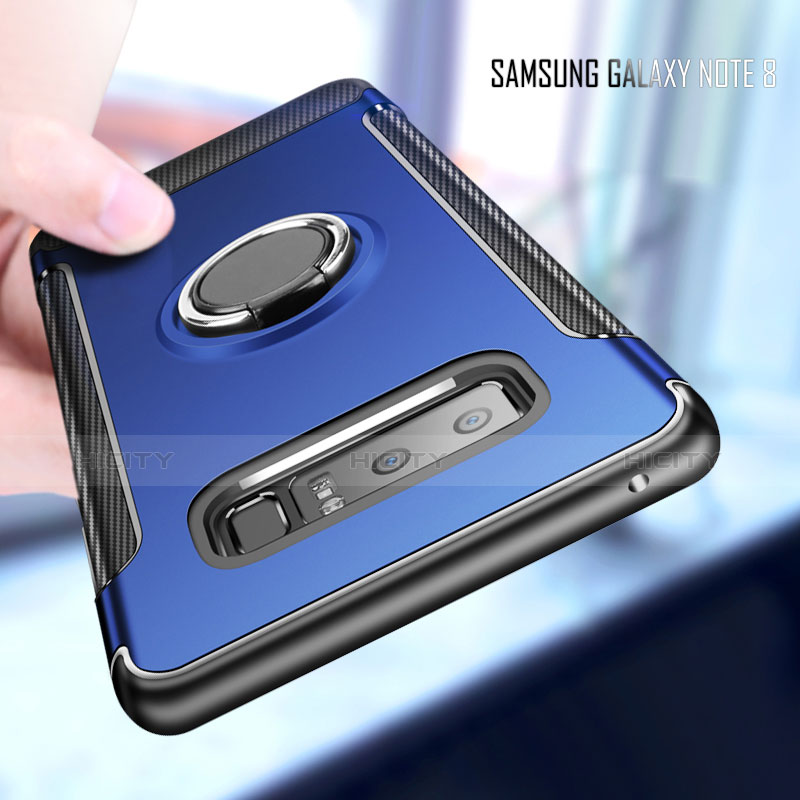 Custodia Silicone e Plastica Opaca Cover con Anello Supporto per Samsung Galaxy Note 8