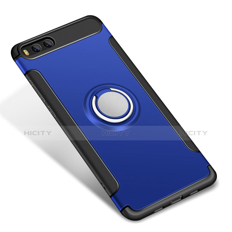 Custodia Silicone e Plastica Opaca Cover con Anello Supporto per Xiaomi Mi 6 Blu