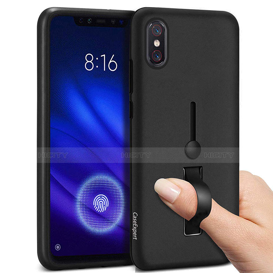 Custodia Silicone e Plastica Opaca Cover con Anello Supporto per Xiaomi Mi 8 Pro Global Version